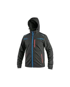 Kurtka softshell CXS Norfolk czarna z elementami HV niebiesko-czerwonymi